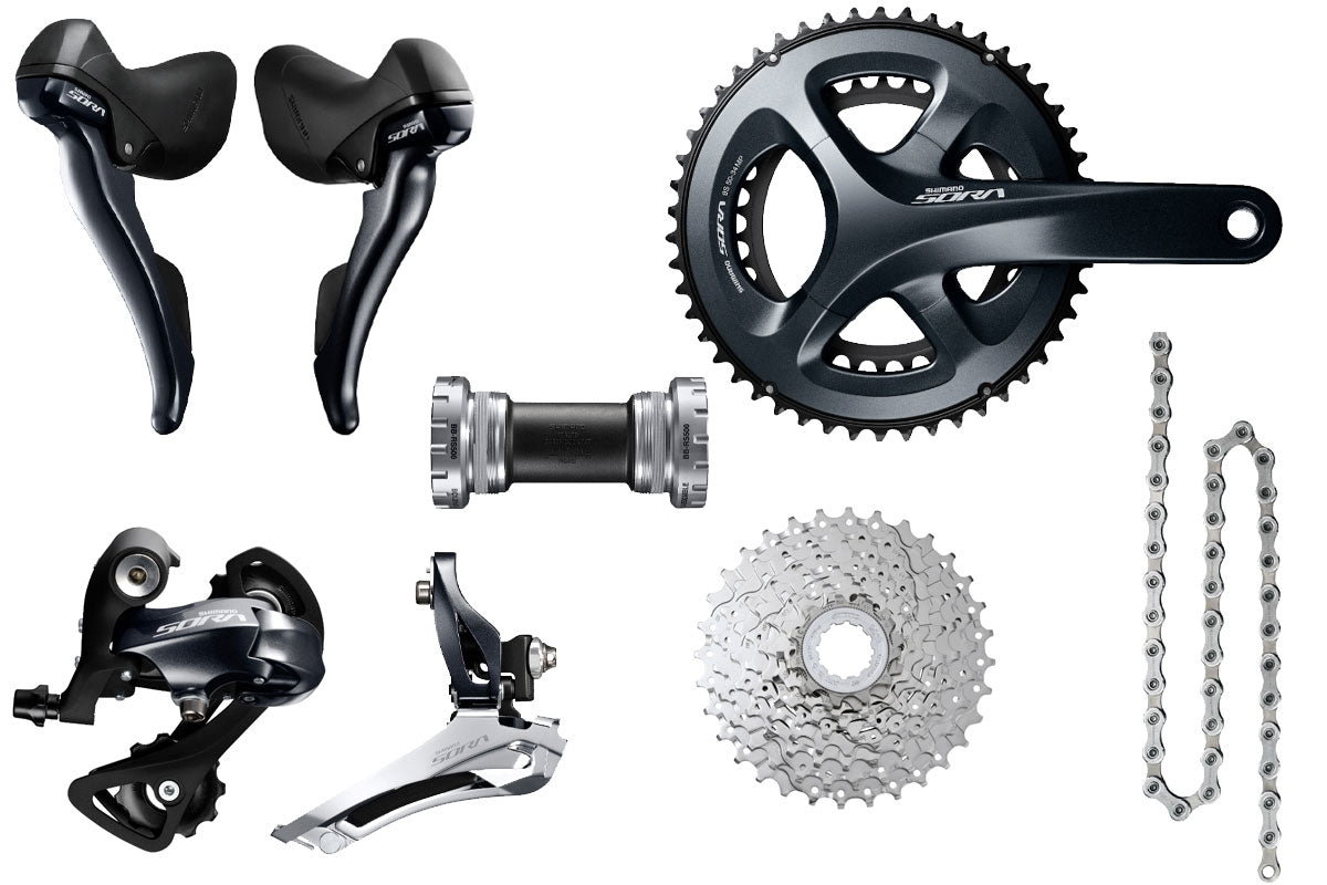 SHIMANO シマノ SORA R3000 フルグループセット [美品] Shimano Sora R3000 9-Speed Groupset Without Brakes – Condor Cycles